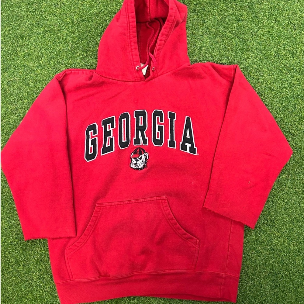 Vintage Georgia Bulldogs Hoodie Red NCAA Sweatshirt Medium